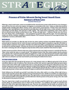 in Brief  Issue # 17 | March 2013 Presence of Victim Advocate During Sexual Assault Exam Summary of State Laws