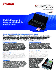 Mobile Document Scanner  Mobile Document Scanner with Built-In Card Scanner
