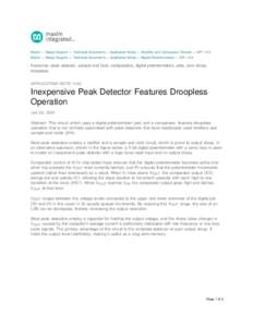 Inexpensive Peak Detector Features Droopless Operation - Application Note - Maxim