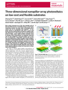 Three-dimensional nanopillar-array photovoltaics on low-cost and flexible substrates