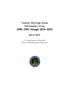 Teacher Shortage Areas Nationwide Listing, [removed]through[removed]PDF)