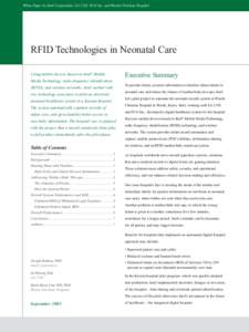 White Paper by Intel Corporation, LG CNS, ECO Inc, and WonJu Christian Hospital  RFID Technologies in Neonatal Care Using mobile devices based on Intel® Mobile Media Technology, radio frequency identification