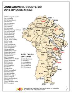 ANNE ARUNDEL COUNTY, MD 2010 ZIP CODE AREAS[removed][removed]