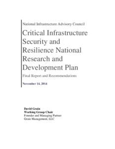 Critical Infrastructure Security and Resilience National Research and Development Plan
