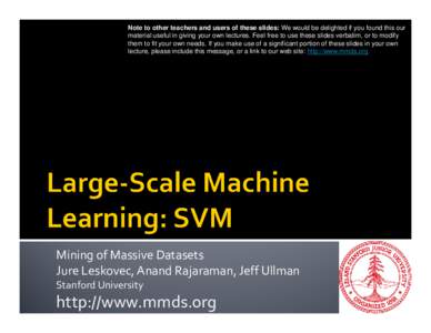 Machine learning / Learning / Artificial neural networks / Statistical classification / Perceptron / Jeffrey Ullman / Support vector machine / Linear separability / Statistics