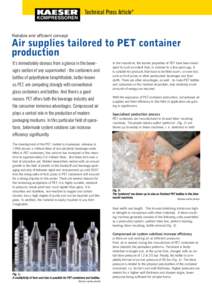 Technical Press Article*  Reliable and efficient concept Air supplies tailored to PET container production