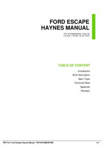 FORD ESCAPE HAYNES MANUAL PDF-6FEHM6WWOM | Page: 28 File Size 1,136 KB | 25 Jan, 2016  TABLE OF CONTENT