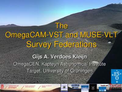 The OmegaCAM-VST and MUSE-VLT Survey Federations Gijs A. Verdoes Kleijn OmegaCEN, Kapteyn Astronomical Institute