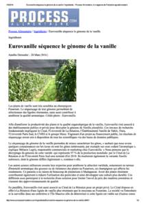 Eurovanille séquence le génome de la va...agazine de l'industrie agroalimentaire