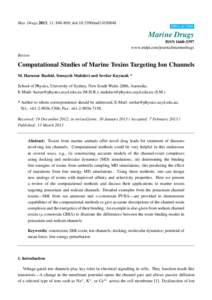 Computational Studies of Marine Toxins Targeting Ion Channels