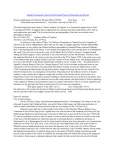 Southern Campaigns American Revolution Pension Statements and Rosters Pension Application of Valentine Thomas Dalton W3610 Caty Shaw Transcribed and annotated by C. Leon Harris. Revised 19 Feb[removed]VA