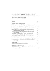 International Law FORUM du droit international Volume 7, No. 3, September 2005 Editorial 145