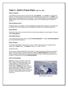 Topic 2 – Earth’s Frozen Water ( pgs