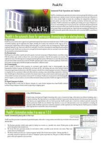 4.12  Automated Peak Separation and Analysis PeakFit is a nonlinear peak separation and analysis software package that facilitates accurate peak analysis and conclusive results. It can locate, separate and measure up to 