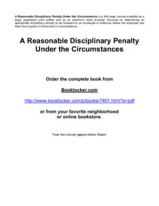 A Reasonable Disciplinary Penalty Under the Circumstances