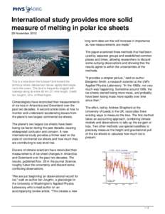 International study provides more solid measure of melting in polar ice sheets