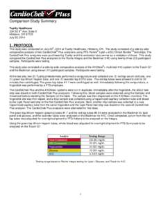 Comparison Study Summary Tuality Healthcare th 324 SE 9 Ave. Suite E Hillsboro, ORJuly 30, 2014
