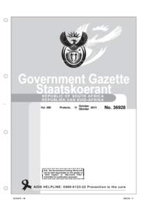 Government Gazette Staatskoerant R EPU B LI C OF S OUT H AF RICA REPUBLIEK VAN SUID-AFRIKA  Vol. 580