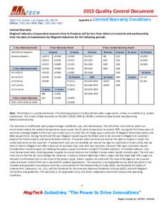 2015 Quality Control Document Appendix A: 5625-A S. Arville, Las Vegas, NV, 89118 Office: (Fax: (
