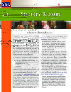 2017  Society Report Society of Biblical Literature  A Letter
