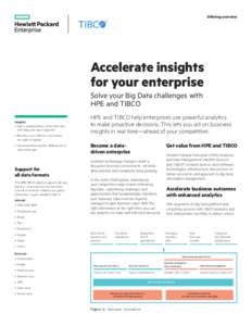 Offering overview  Accelerate insights for your enterprise Solve your Big Data challenges with HPE and TIBCO