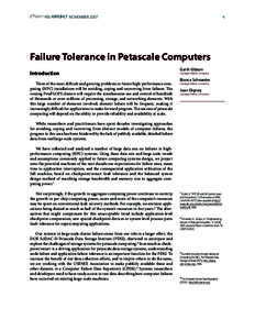 4  November 2007 Failure Tolerance in Petascale Computers Introduction