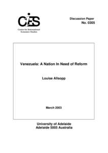 Discussion Paper  No[removed]Venezuela: A Nation In Need of Reform