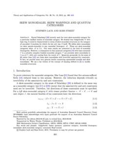 Theory and Applications of Categories,  Vol. 26, No. 15, 2012, pp. 385402. SKEW MONOIDALES, SKEW WARPINGS AND QUANTUM CATEGORIES