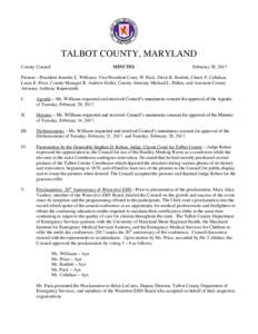 TALBOT COUNTY, MARYLAND County Council MINUTES  February 28, 2017