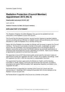 Radiation Council  Appointments[removed]No 1) Explanatory Statement
