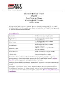 SET Self-Funded Vision Plan II Benefits-at-a-Glance