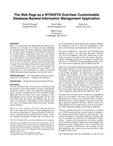 The Web Page as a WYSIWYG End-User Customizable Database-Backed Information Management Application David R. Karger∗ [removed]  Scott Ostler