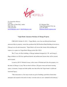 Microsoft Word - Virgin Hotels Announces Chicago Hotel