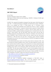 PACIFIC21*FDSN Report by Seiji Tsuboi Institute For Research on Earth Evolution (IFREE) Japan Agency for Marine-Earth Science and Technology (JAMSTEC), YokohamaJapan email: 