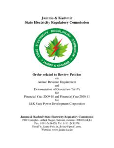 Jammu & Kashmir State Electricity Regulatory Commission Order related to Review Petition on Annual Revenue Requirement