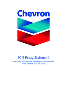 2015 Proxy Statement Notice of 2015 Annual Meeting of Stockholders to be Held on May 27, 2015 Notice of the 2015 Annual Meeting of Stockholders