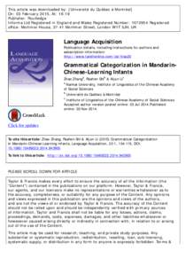 This article was downloaded by: [Université du Québec à Montréal] On: 03 February 2015, At: 16:18 Publisher: Routledge Informa Ltd Registered in England and Wales Registered Number: Registered office: Mortime