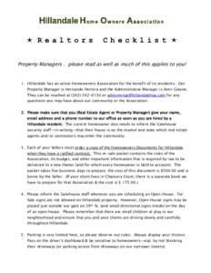 ⋆ Realtors  Checklist ⋆ Property Managers… please read as well as much of this applies to you!