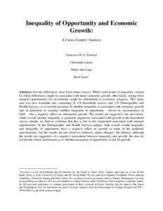 Inequality of Opportunity and Economic Growth: A Cross-Country Analysis Francisco H. G. Ferreira Christoph Lakner