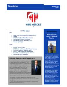 Newsletter  December 2012 Issue 4  In This Issue: