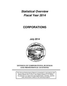 Statistical Overview Fiscal Year 2014 CORPORATIONS  July 2014