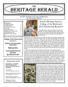 The  Heritage herald Fall 2013 Newsletter of the Eureka Heritage Society EstEureka, California