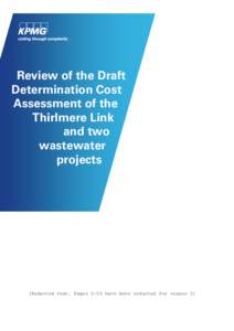 KPMG review of the draft determination cost assessment of the Thirlmere Link and two wastewater projects