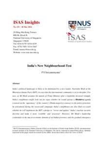 ISAS Insights No. 251 – 20 May[removed]Heng Mui Keng Terrace #08-06, Block B, National University of Singapore,