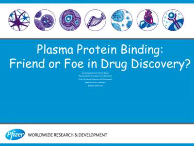Plasma Protein Binding: Friend or Foe in Drug Discovery? Kevin Beaumont and Tristan Maurer Pharmacokinetics, Dynamics and Metabolism Pfizer Worldwide Research and Development Memorial Drive, Cambridge