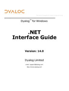 The tool of thought for expert programming  Dyalog™ for Windows .NET Interface Guide