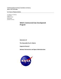 Testimony before the House Committee on Science, Space, and Technology U.S. House of Representatives For Release on Delivery expected at 10:00 a.m. EST