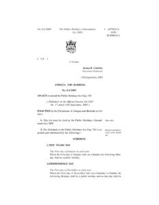 The Public Holidays (Amendment) Act 2005