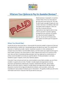 What are your options to pay for assistive devices?