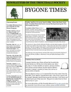 NEWSLETTER OF THE TROUTDALE SOCIETY  BYGONE TIMES AprilUpcoming Events
